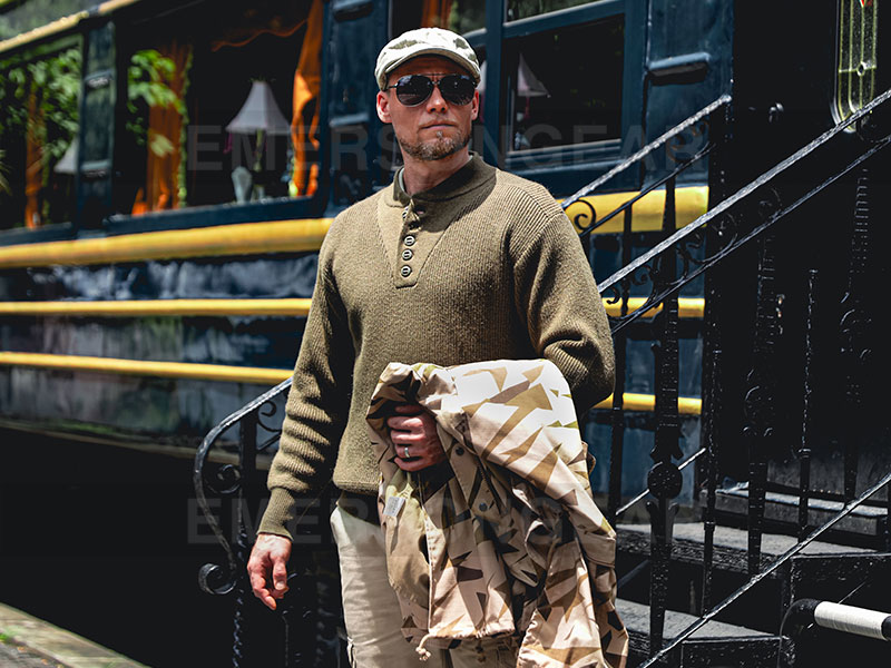 Emersongear Теплый рабочий свитер в стиле ретро с высоким воротником «Снежная лисица»