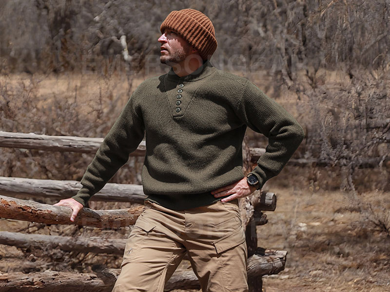 Emersongear Теплый рабочий свитер в стиле ретро с высоким воротником «Снежная лисица»